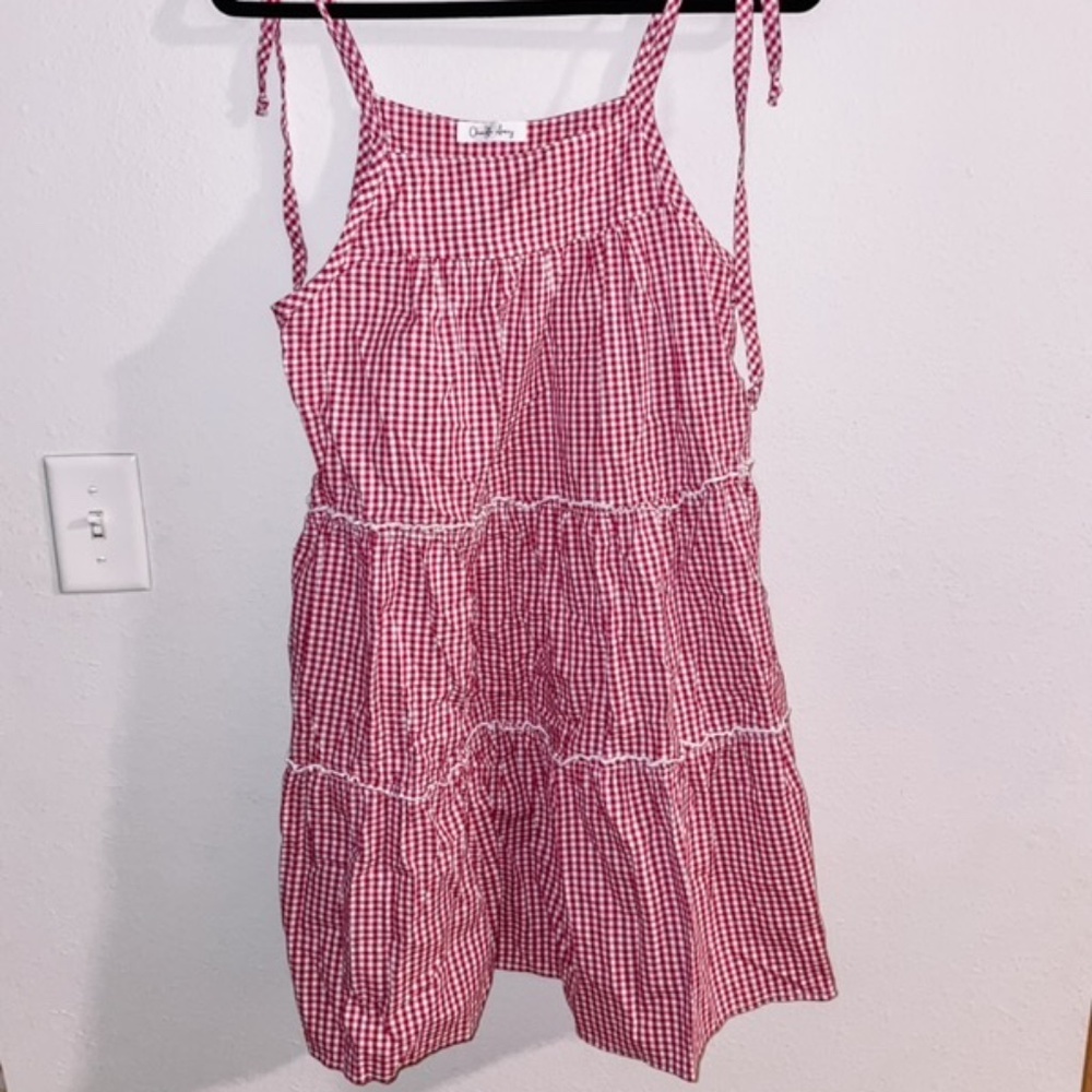 A6 - 324 Charlotte Avery pink & white checkered Boho Jjwim dress
